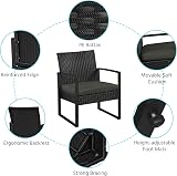 Yaheetech 3-Piece Rattan Garden Furniture Set with Cushions, Black/Gray view 3