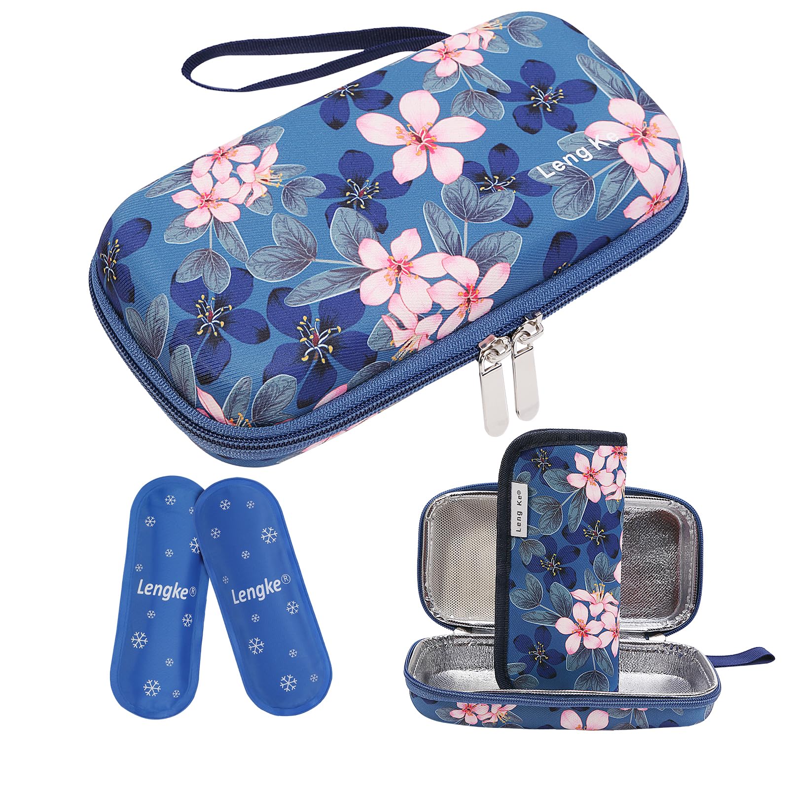 BOMKEE Insulin Cooler Travel Case, Insulated Pouch for Insulin Refrigerated Medicine Organizer Bag Carrying Case Storage Bag with 2 Ice Pack