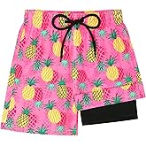 Sarfel Boys Swim Trunks with Compression Liner Kids Bathing Suits Boys Board Shorts Quick Dry Teen Swim Trunks Boy Swimsuit