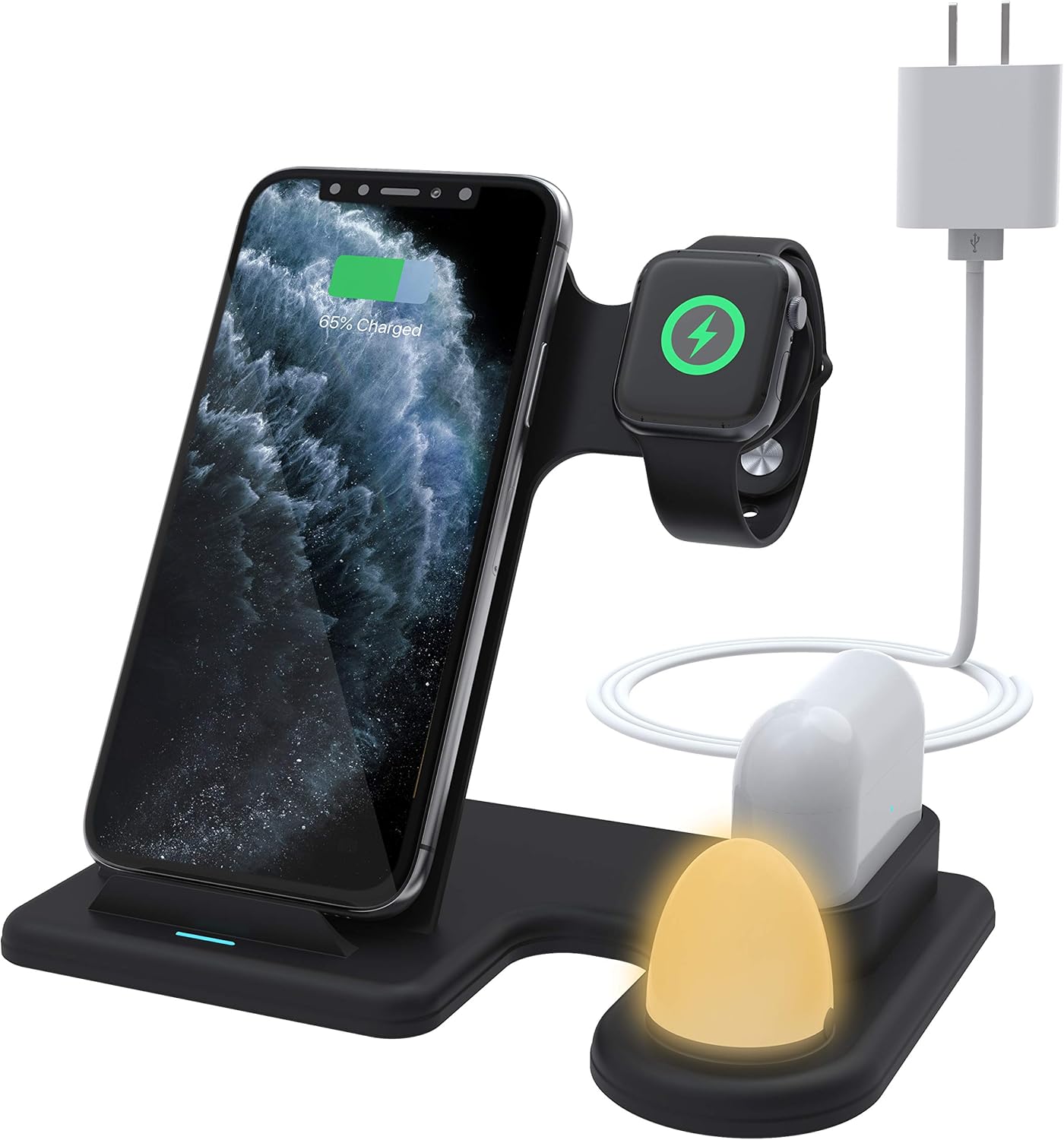 Wireless Charger, Wirezon 4 in 1 Wireless Charging Station for Phone, iwatch, airpods, 10W Max Wireless Charging Stand Compatible with iWatch AirPods Pro/2 iPhone 12 Pro/11 Pro Max/11/SE/XR/XS/X/8/8P