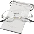 AIEYEZO Round Steampunk Sunglasses Circle Lennon Hippie Glasses Metal Frame 100% UV Blocking Lens
