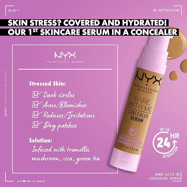 NYX PROFESSIONAL MAKEUP BARE WITH ME CONCEALER SERUM, UP TO 24HR HYDRATION – DEEP