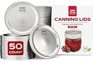 Regular Mouth, 50-Pack – Create Airtight Seals on Mason Jars to Preserve Food for Meal Prep & Food Storage – 2.7 In. Steel Li