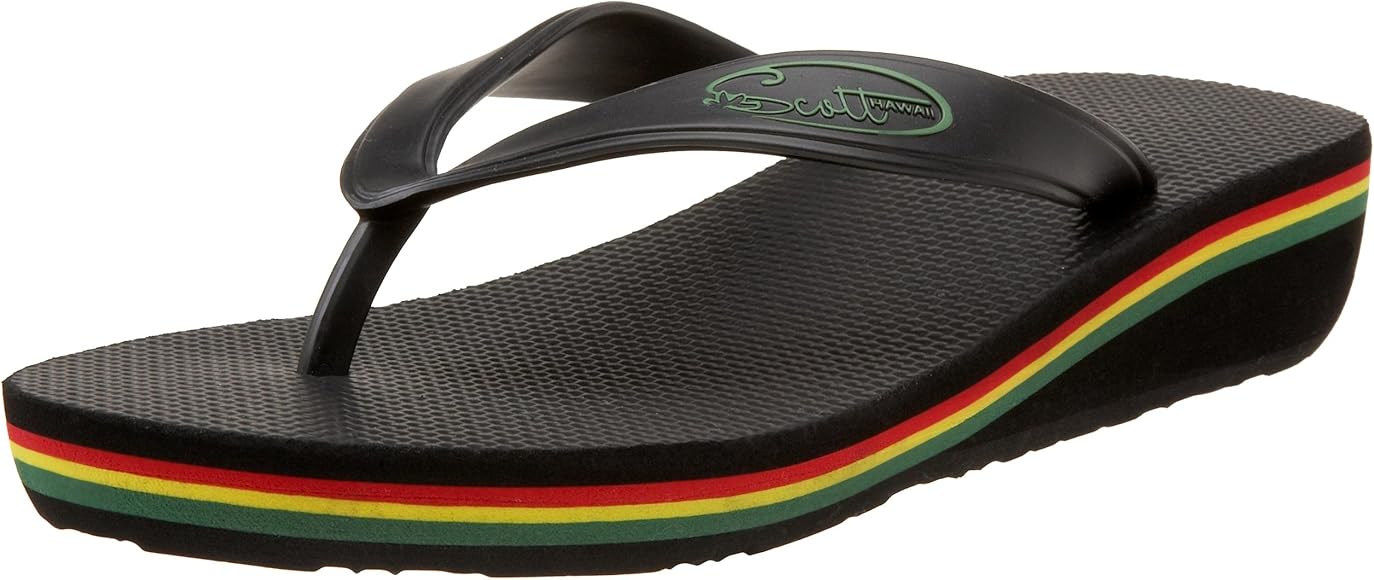 rainbow wedge flip flops