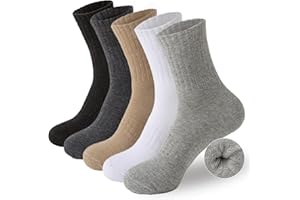 MOSOTECH 5 Pairs Wool Hiking Socks for Women Warm Winter Thermal Thick Cushioned Cozy Boot Work Soft Ladies Socks, Size 5-10