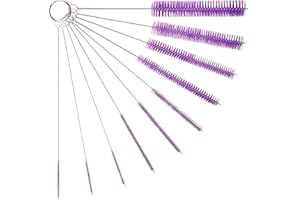 THE SCOOPIE 10" Tube Cleaning Brush Set, 10 Pack, Extra Long Nylon Straw Brushes with Flexible Handles for Bottles, Cleaning Straws, Pipe Cleaners, Keyboard, Glass, Guns, Detailing and Deep Cleaning, Purple