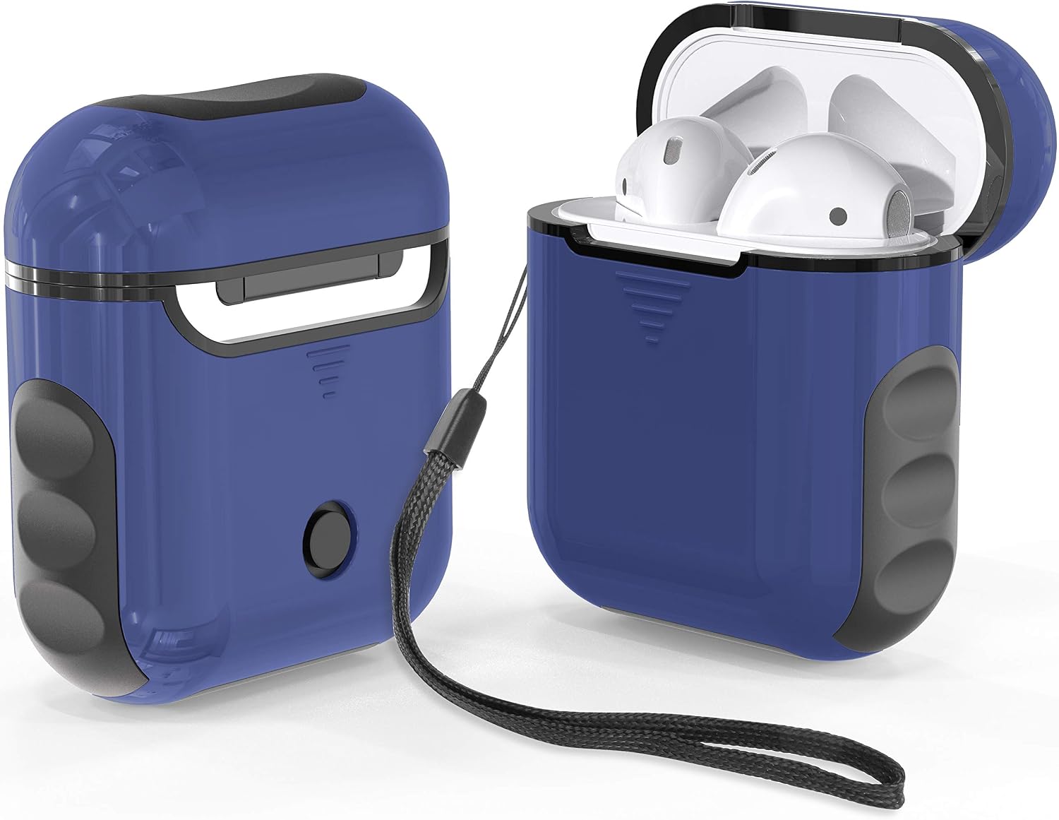 ORETECH Case for AirPods 1/2, 1 Shockproof, Anti-Scratch Silicone PC Accessories Case, Blue/Black, Blue & Black