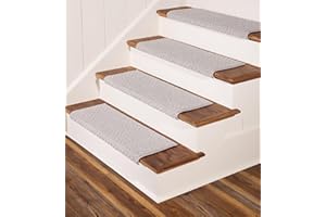 Oak Valley Designs™ Rounded Bullnose Carpet Stair Treads - Anti Slip Indoor Stair Mats for Wooden Stairs, Style: Bayside Char