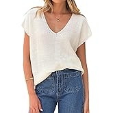 IDEALSANXUN Womens Sweater Vest Spring Summer Casual V Neck Cap Sleeve Sweater Knit Tops
