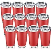 Orebigo 20 oz Tumbler with Lid Stainless Steel Insulated Tumblers Bulk Double Wall Vacuum Cups Powder Coated Travel Mug Keep Drinks Cold and Hot, Wine Red, 12 Pack