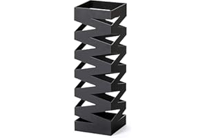 Mango Steam Metal Square Tall 20 Inch Umbrella Holder (Zig-Zag Black)