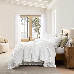 WDCOZY White California Cal King Size Quilt Bedding