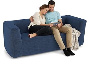 Giantex Double Inflatable Couch, Portable Blow Up Sofa with Detachable Cover, Wide Armrests & Spacious Seat, 2-Person Air Lou