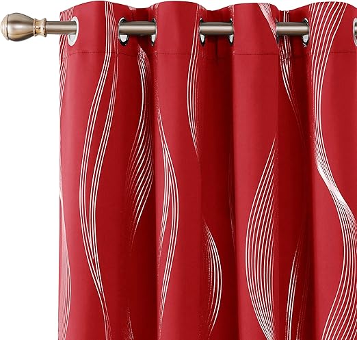 Amazon Com Deconovo True Red Blackout Curtains Christmas Curtains