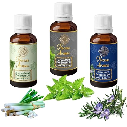 Precious Aromas Lemongrass, Peppermint & Rosemary Essential Oil, 15 ml (Pack of 3)
