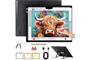 ZOCELIGHT Rechargeable A3(16.73"x13.5") Light Pad for Diamond Painting,Tracing Light Box with Stand/Clip/Magnet,3 Colors and 6 Levels of Brightness Light Board for Artists,Drawing,Sketching,Animation,Tracing