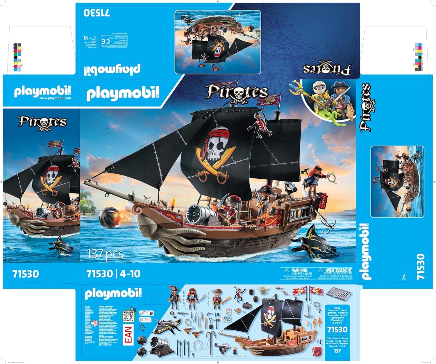 PLAYMOBIL Pirates 71530 Großes Piratenschiff, aufregende Seeschlachten und geheime Schatzsuchen auf hoher See, inklusive Kanonen, Geschossen und Anker, detailreiches Spielzeug für Kinder ab 4 Jahren 4
