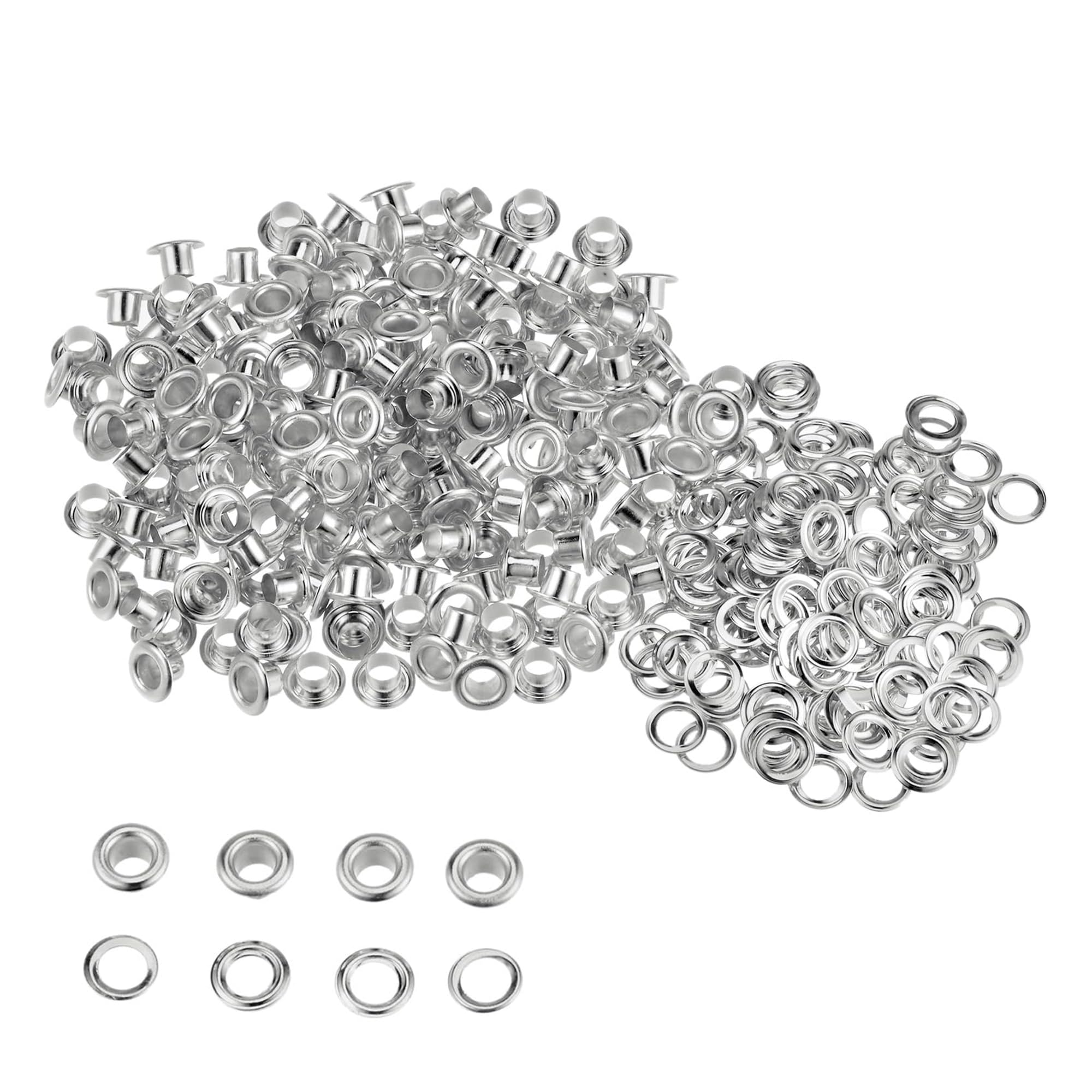 Trimming Shop Eyelets with Washers Durable Grommets for DIY Leathercraft Projects, Sewing & Repair Clothing, Scrapbooking & Handbag Decoration, 4mm, Silver, 100pcs