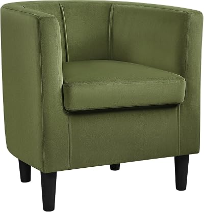 Yaheetech Velvet Barrell Chair Olive Green Upholstered Armchair