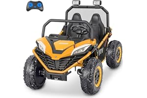 ELEMARA 24V 2 Seater XL Ride on Car for Kids with Remote,10AH Powered Electric Off-Road UTV,4WD 4.5mph Electric Vehicle Toy Max 140lbs with Remote,Bluetooth,LED,3 Speeds,Storage for 3-8