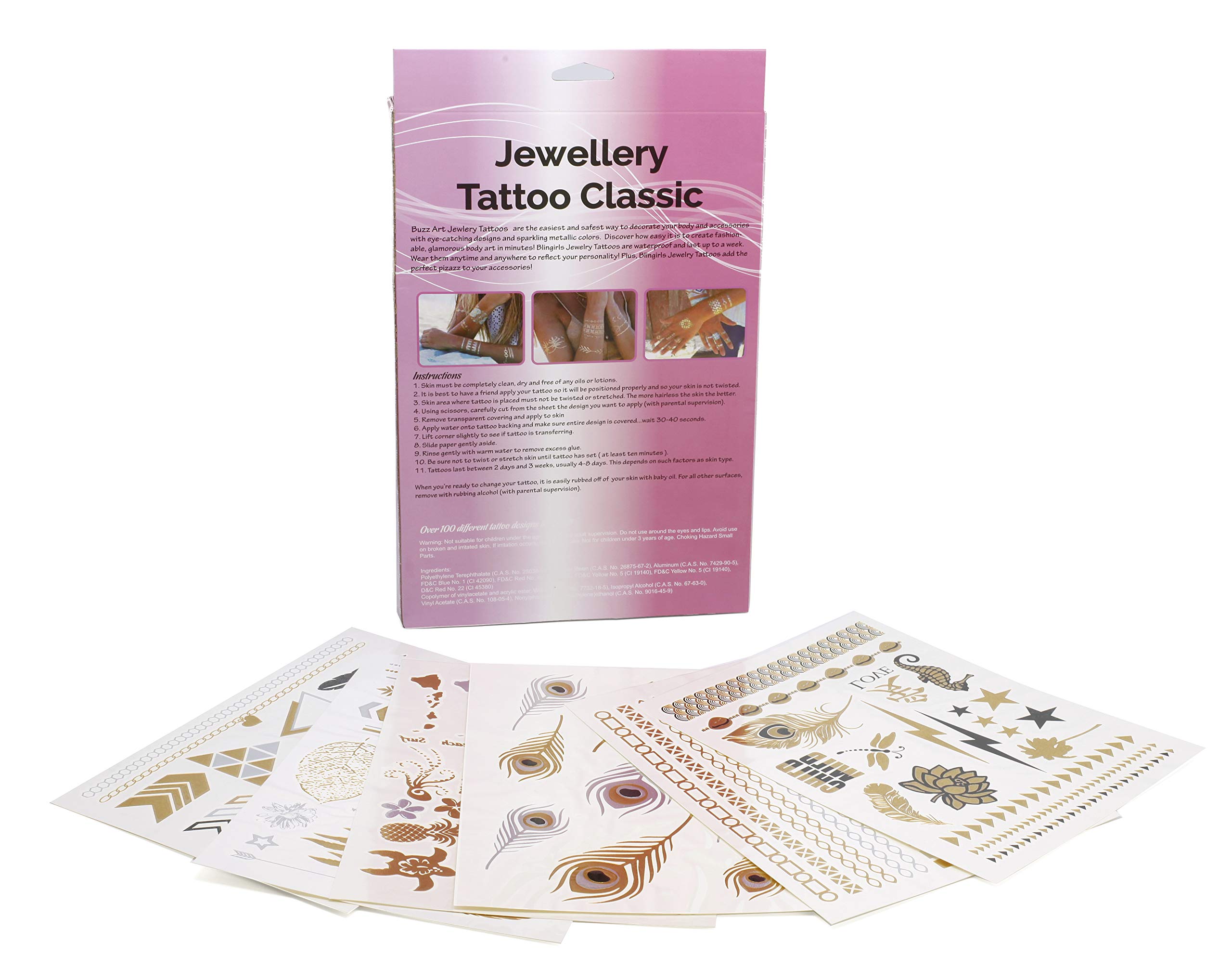 Jewellery Tattoo Classic – Metallic Temporary Tattoos for Women & Girls, Gold & Silver Designs, Stylish Body Art, Easy to Apply & Long-Lasting