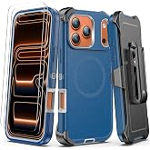 for iPhone 18 Pro Max &amp; iPhone 17 Pro Max Case with Belt Clip Holster | Compatible with Magsafe, 2X Screen Protector, 3-Layer Protection, Military Grade Shockproof, Heavy Duty Cover