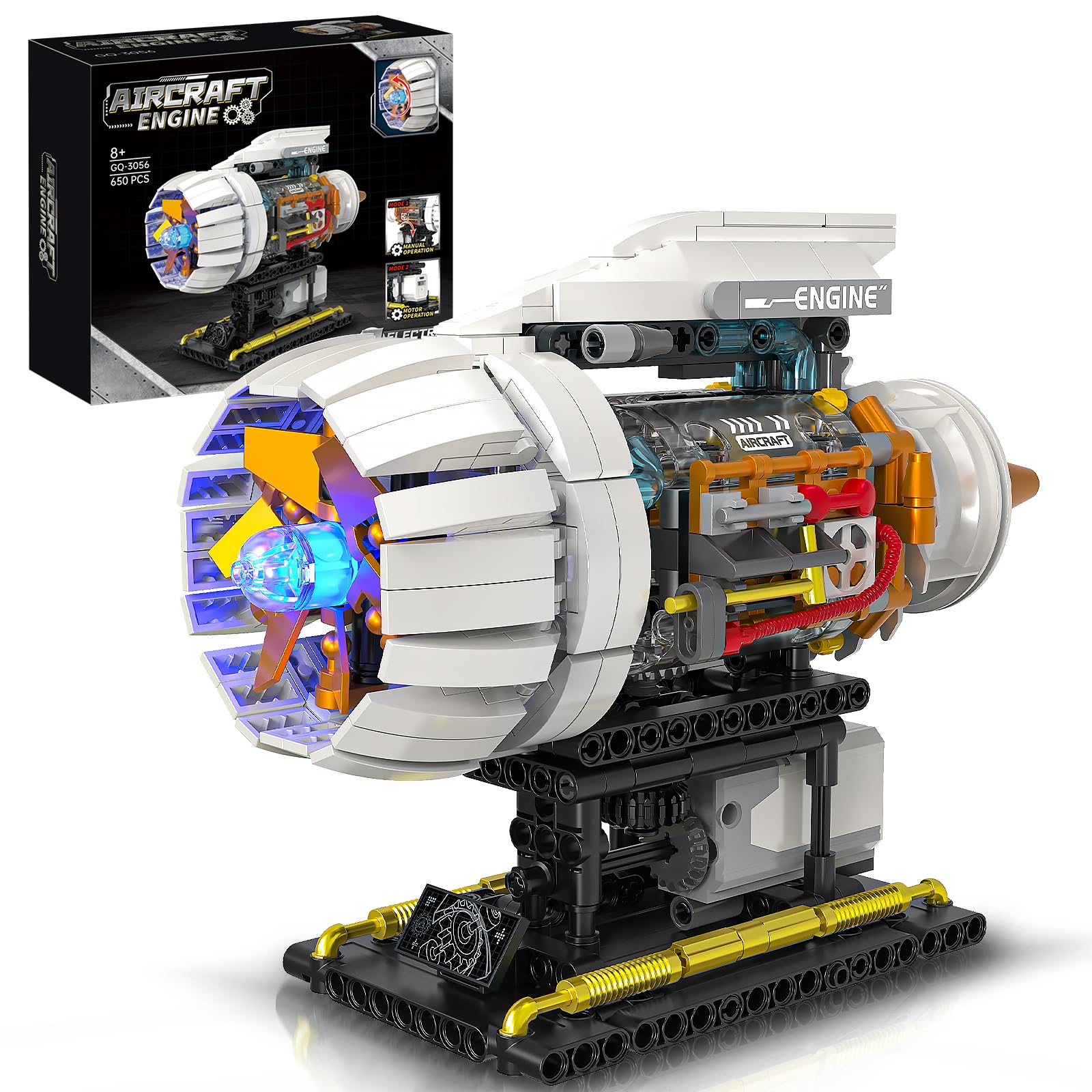 Photo 1 of BseSparklion Aircraft Engine Building Kit for Adults, STEM Mini Engine Model Toy with Motor & Hand Rocker, Compatible with Lego Airplane Set, Gift Idea for Kids & Teens Boys 8-14 (635 PCS)