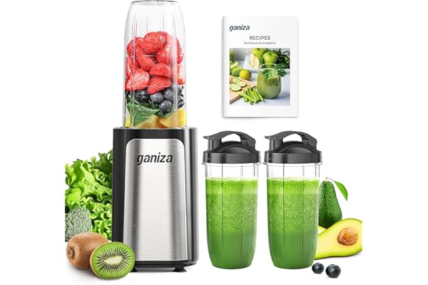 Ganiza Smoothie Blender Max 900-Watt, 14Pcs Personal Blenders for Kitchen | 24 oz, (2) 17 oz To-Go Cups, Nutritious Recipe, P