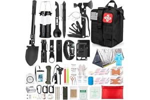 Survival Kit, Survival Gear 250Pcs with Molle System Compatible Bag and Emergency Tent, Emergency Kit for Earthquake, Outdoor