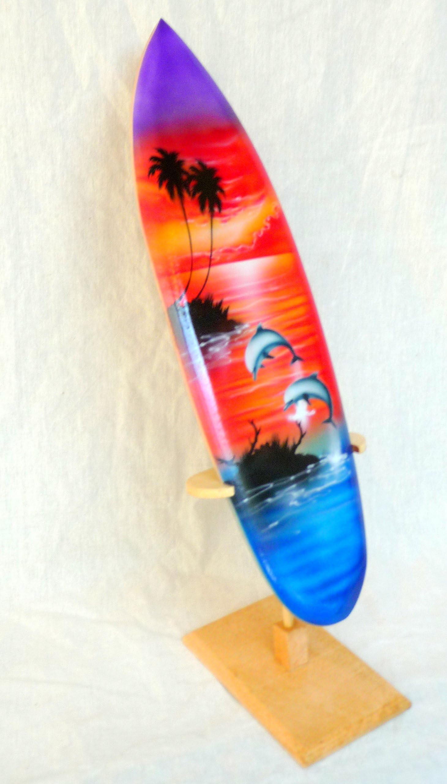 Decorative Surfboard Surfing Surfboard Wood Height 20 CM with Wooden Stand and Wall Bracket
