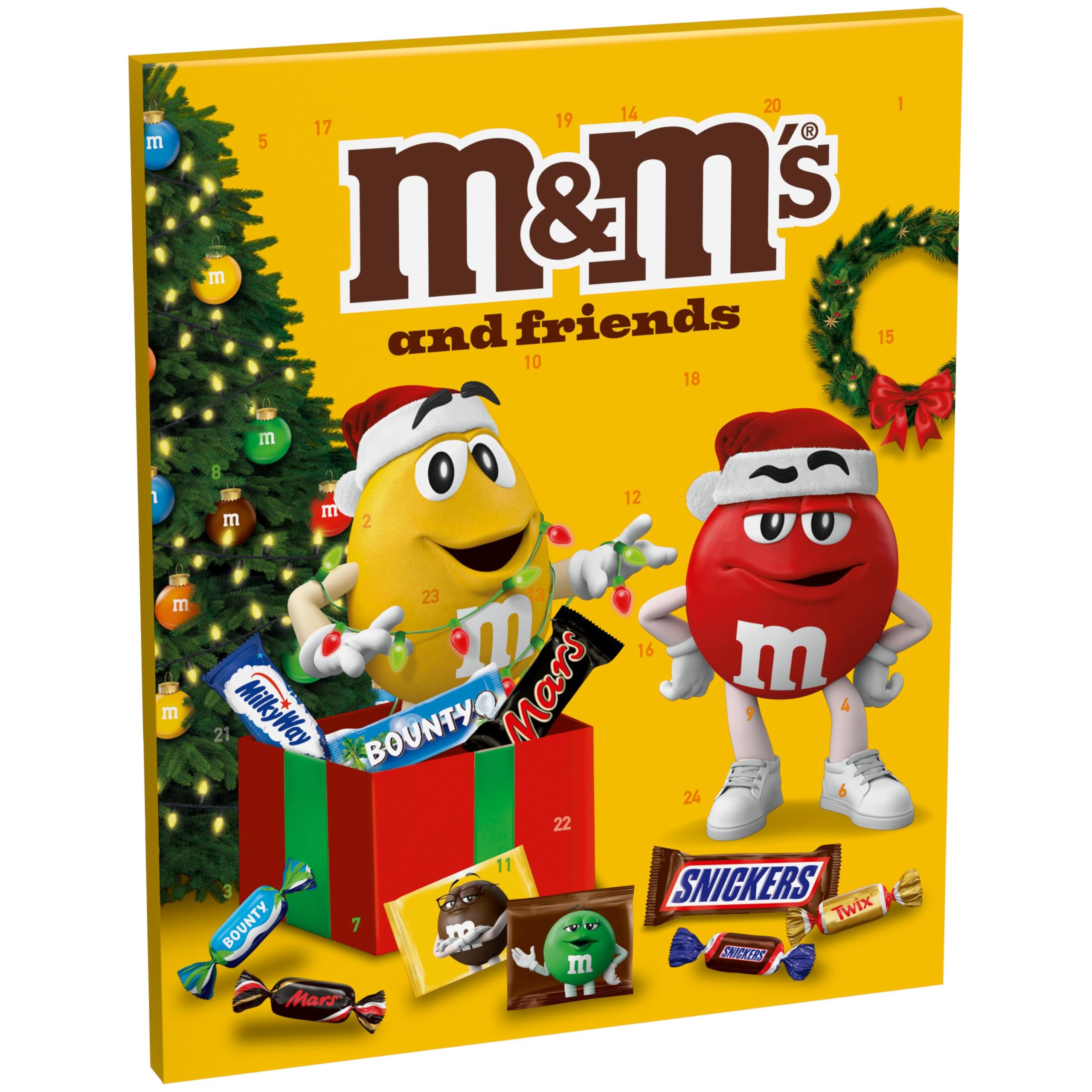 M&M'S & Friends Adventskalender mit M&M'S, Bounty, Mars, Milky Way, Snickers und Twix I 361 g Süßigkeiten zum Verschenken und für Weihnachten 2