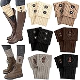 Geyoga 6 Pairs Womens Boot Cuffs Socks Winter Boot Topper Covers Warm Crochet Knitted Leg Warmers