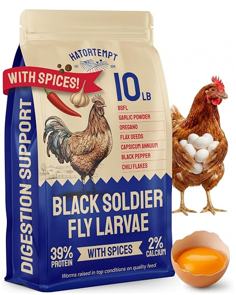 HATORTEMPT 10LB BLACK SOLDIER FLY LARVAE CHICKEN FEED WITH DIGESTIVE MIX