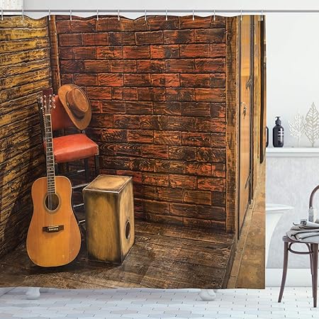Abakuhaus Duschvorhang Gitarre Verstarker Und Hut Eine Strassen Musikanten Ecke Holz Steinmauer Im Hintergrund Druck Blickdicht Aus Stoff Inkl 12 Ringe Fur Das Badezimmer Waschbar 175 X 200 Cm Amazon De Kuche Haushalt
