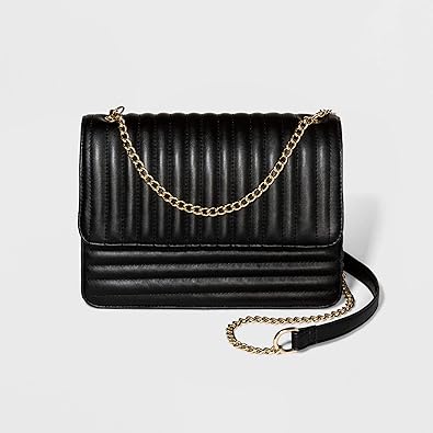 black quilted crossbody bag with chain