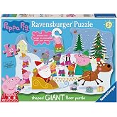 Ravensburger Peppa Pig: Christmas 32 Piece Giant Shaped Floor Jigsaw Puzzle and Door Hanger for Kids - Screen-Free Activity Boosts Concentration and Focus