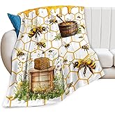 Bee Blanket, Honey Bees Throw Blanket, Bees Lover Gifts, Yellow Blankets, Bee Stuff Fleece Flannel Plush for Women Men Boys Girls Adults Soft Bedding for Sofa Bed Office Home Decor 40"X50"