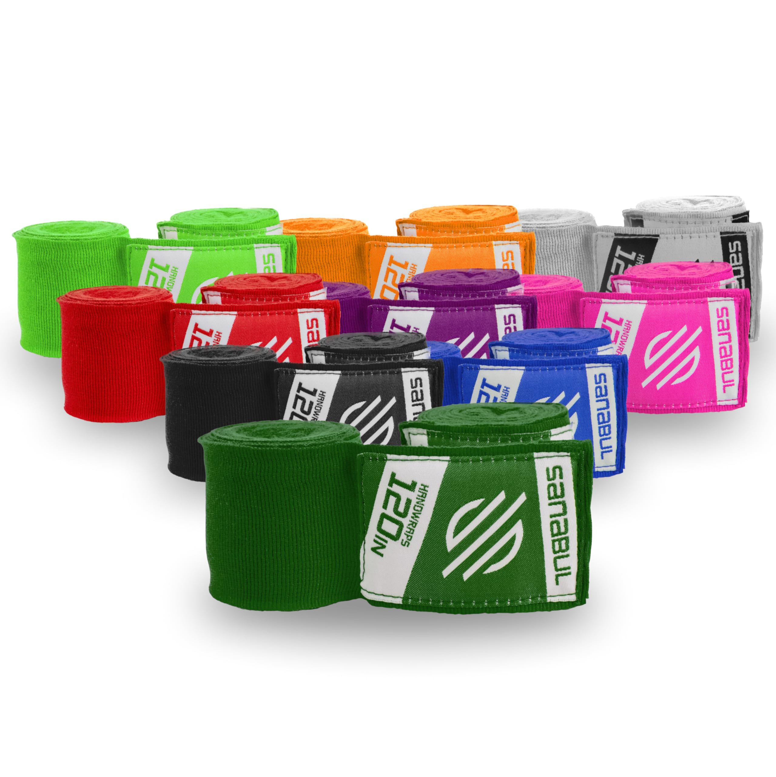 Photo 1 of Sanabul Elastic 120 inch Boxing Hand Wraps Kickboxing Handwraps for Boxing Gloves for Men, Women, and Kids Muay Thai MMA Hand Wraps - Forest Green, 120 inches