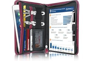 Godery Padfolio/Portfolio, Leather Zippered Padfolio Portfolio Binder 5 x 8 Legal Writing Pad, Professional Business Portfolio for Men & Women, Card Holder, Notepad Clipboard Holder (Red)