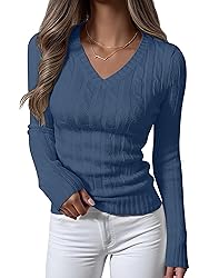 ANRABESS Womens Long Sleeve Cable Knit Sweater 2025