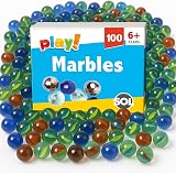 SOL 100pk Glass Marbles Cat’s Eye Assorted Colours Indoor Outdoor Kids Toy view 1
