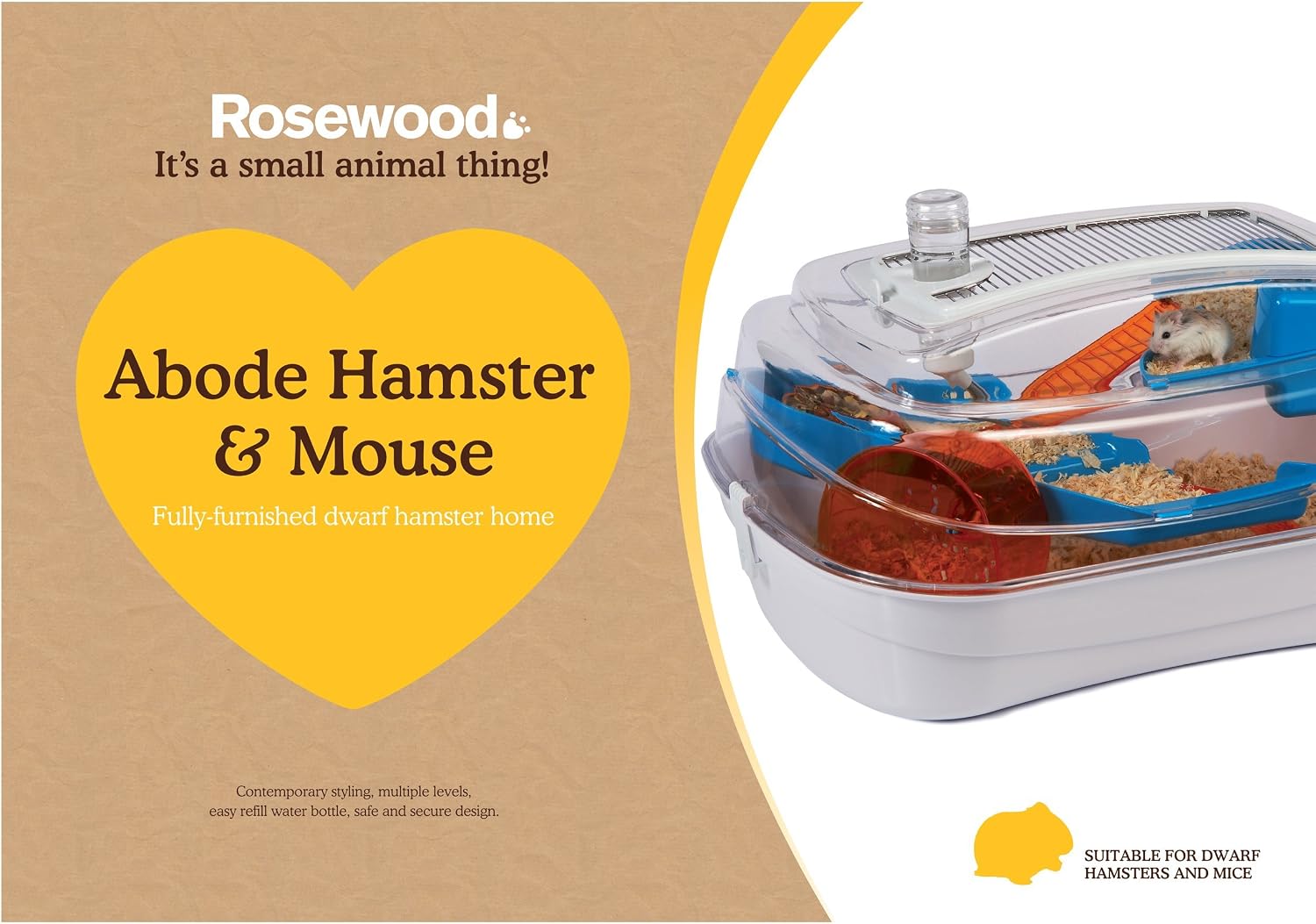 Rosewood Abode Dwarf Hamster & Mouse Home, Grey/Blue, 55 cm L x 39 cm W x 27 cm H - Image 3