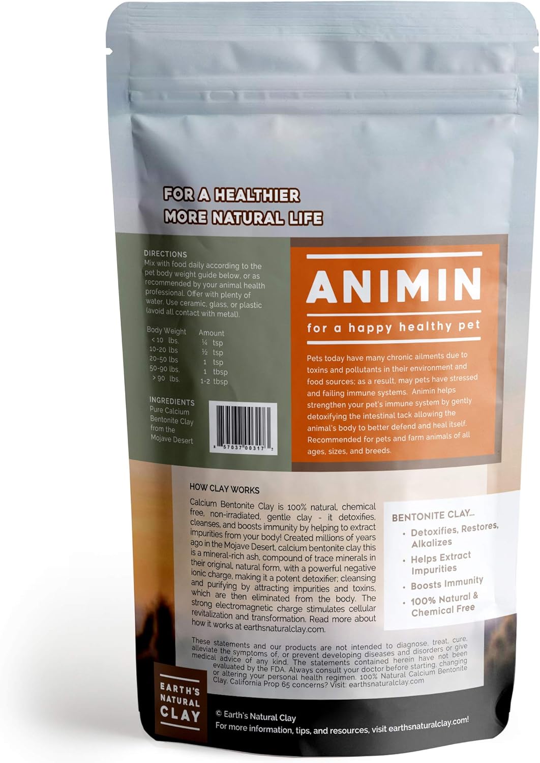 Amazon Com Earth S Living Animin Calcium Bentonite Clay For Pets
