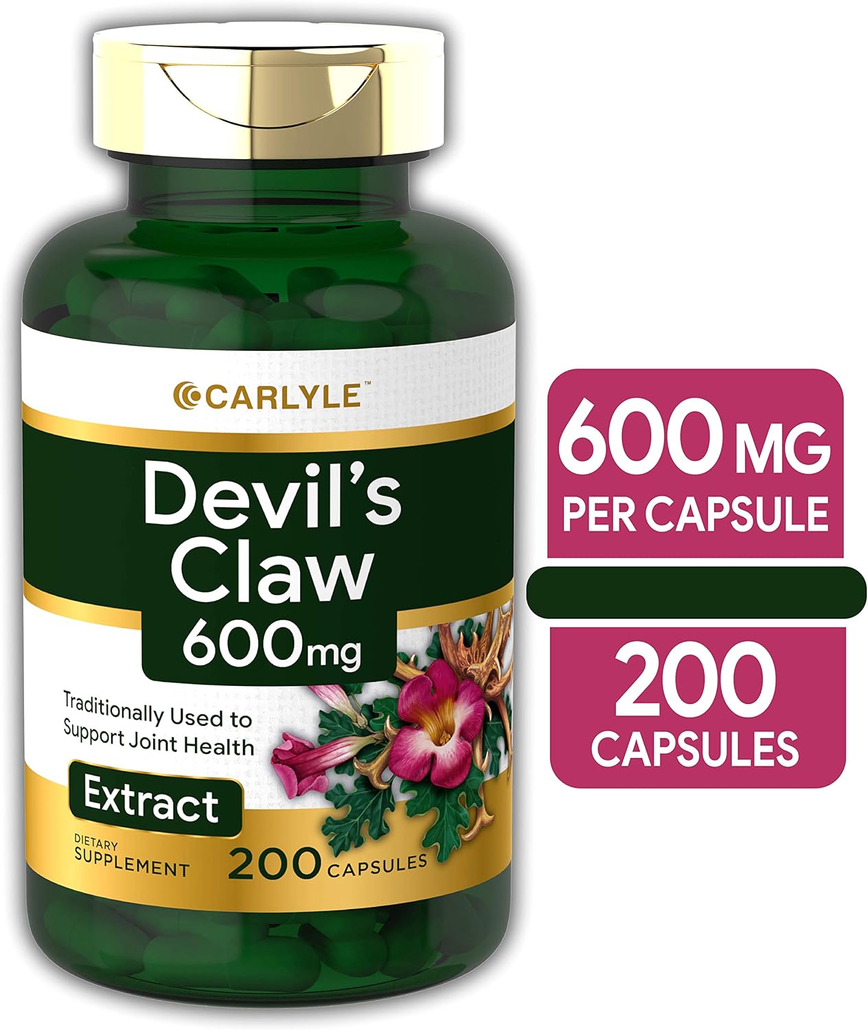 Devils Claw 600 mg 200 Capsules Concentrated Root Extract NonGMO