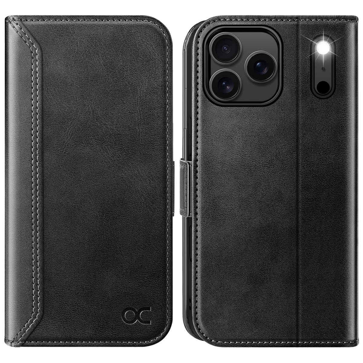 OCASE Compatible with iPhone 17 Pro Wallet Case, PU Leather Flip Folio Case with Card Holders RFID Blocking Kickstand [Shockproof TPU Inner Shell] Phone Cover 6.3 Inch 2025, Retro Graphite