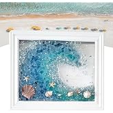 Sea Glass Art Kits, New Sea Glasss Resin Art Kits for Adults, DIY Mosaic Glass Kits, Mosaic Kits for Adults Resin Beach Art Kit for Home Decoration, Bookshelf, Office, Windowsill (L)