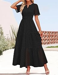 ZESICA Women's 2025 Summer Short Sleeve Maxi Dress