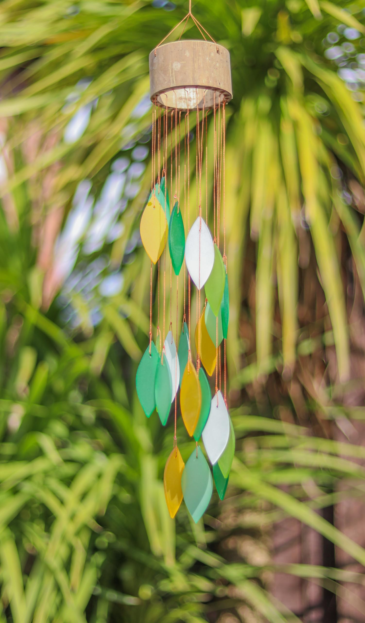 My Family House Glass Wind Chime - Spiral in Green - 100% Fair Trade - Handmade from Recycled Materials
