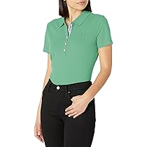 売れ筋商品|||トミー ヒルフィガー カットソー トップス レディース Women's Dot-Stripe Polo Shirt Sky Captain/ Ivory Tommy Hilfiger, Womens Five Button Dot Polo, Bright White