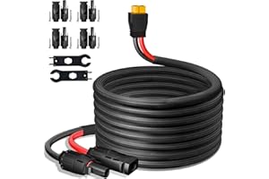 FEOTECH Solar to XT60 Cable 50FT Extension Cable 12AWG Solar Connector to XT60 Adapter Cable for Solar Panel Extension Wire to RV Portable Power Station Solar Generator